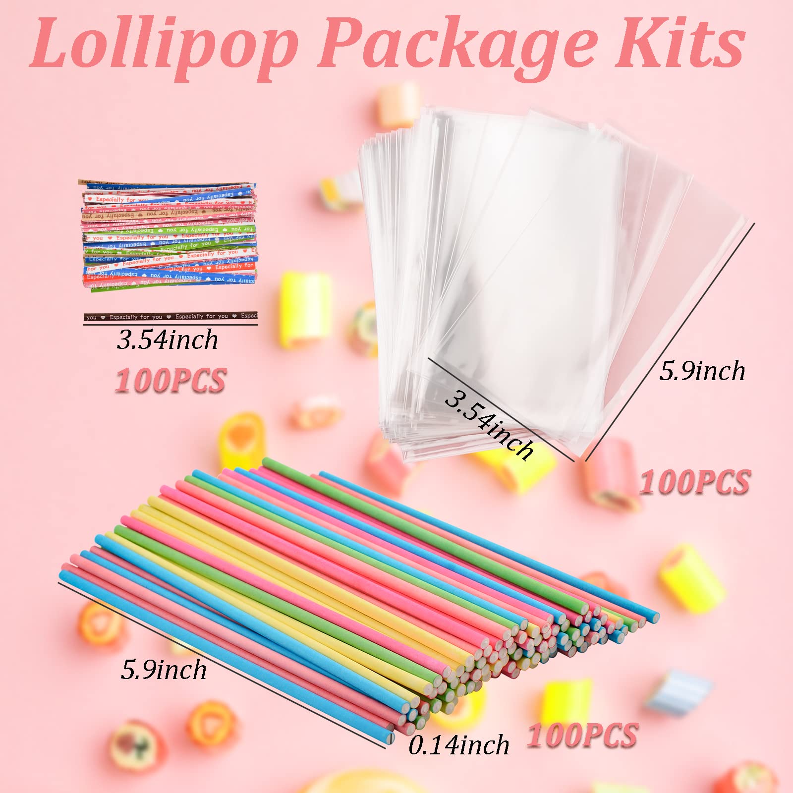 Amazon.co.jp: WANDIC ロリポップケーキポップキット, 100個 カラフル